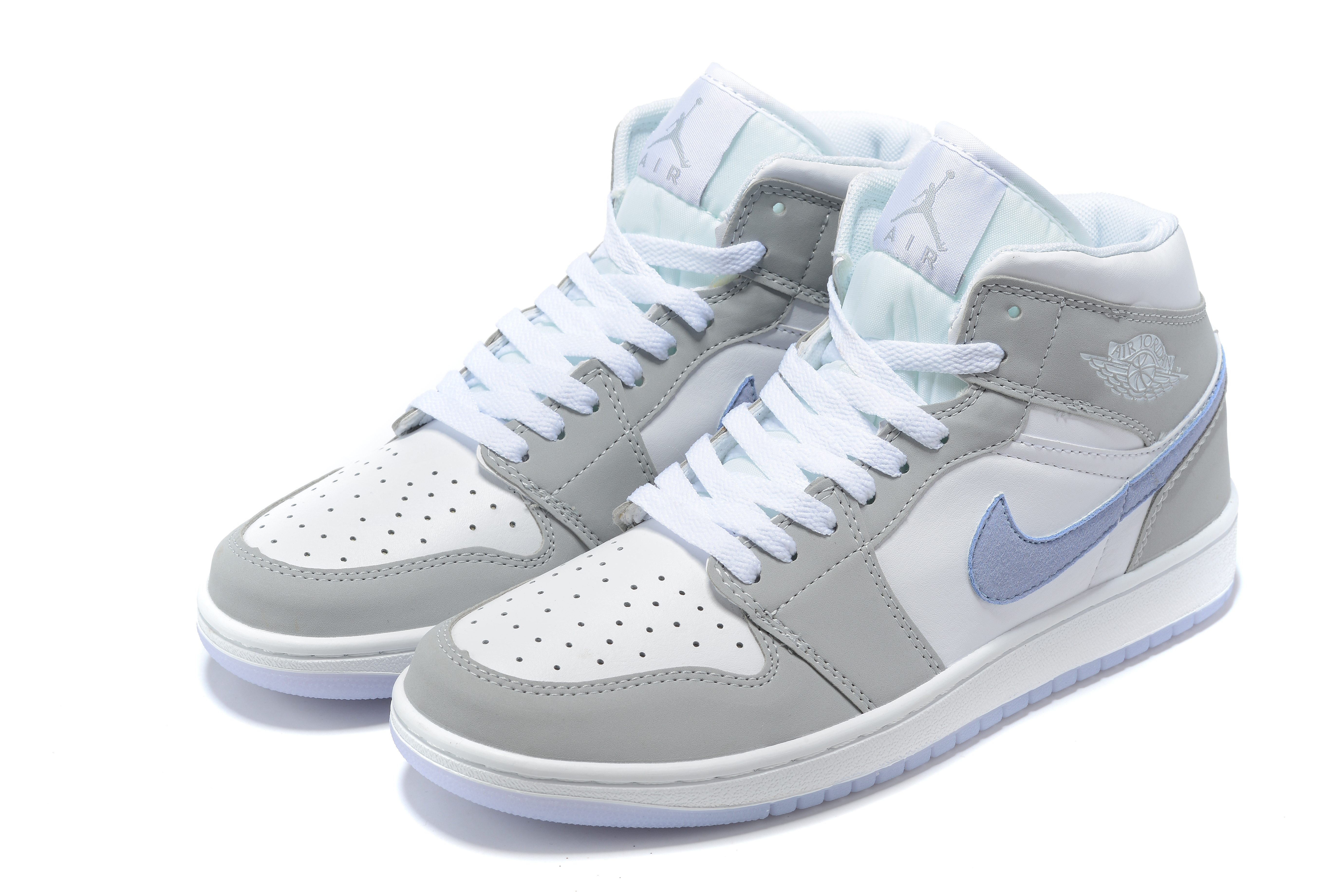 New 2021 Air Jordan 1 White Grey Blue - Click Image to Close